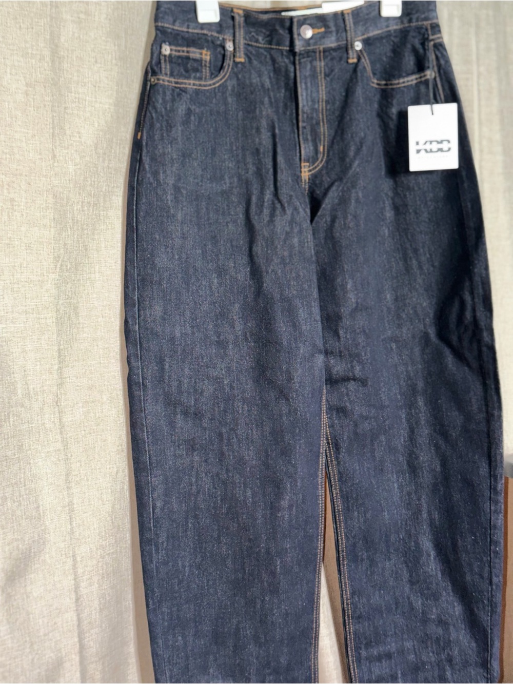 KBB High-Rise Wide-Leg  Barrel Jeans in Dark Indigo